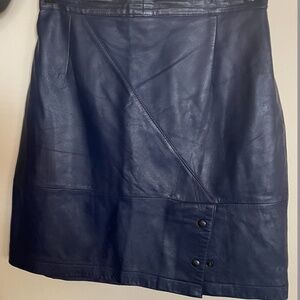 Unbranded Navy Blue Leather Mini Skirt